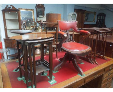 A Quantity of 19th Century and Later Mahogany Occasional Furniture, comprising: three tripod tables, a plant stand, a towel r