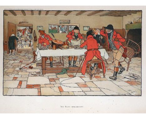 After Cecil Aldin"The Hunt Breakfast"Colour print; together with two further works after the same artist (3)