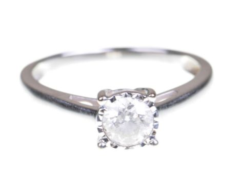 A diamond single-stone ring 
The round brilliant-cut diamond, to an illusion setting, diamond weight approx. 0.50ct, ring siz