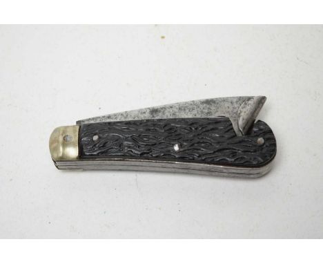 A 19th Century folding farrier's rase tool and knife, the blade marked 'Elwell, Wednesbury Axe Manufacturer, by Walker and Ha