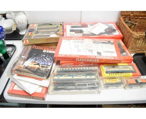 A selection of Fleischmann HO gauge railway sets and rolling stock, including 6335; and Lima The Talisman, and Miltarzug sets