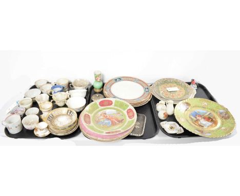 A selection of teacups and saucers, makers to include: Sevres, Meissen, Wedgewood, Royal Crown Derby, Goss and others; togeth