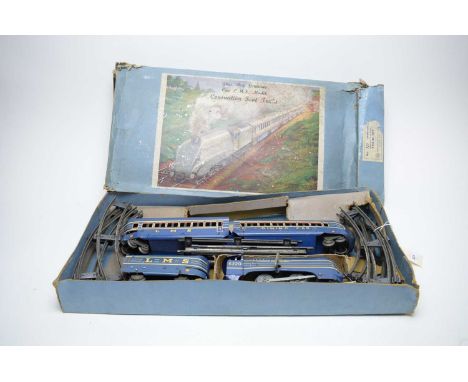 A Louis Marx &amp; Co Ltd Sparking Passenger Train set, No.333 Coronation Scot Train, in box.