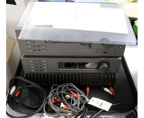 A Quad 44 hi-fi Control Unit/Pre-Amplifier; a Quad 306 Power Ampplifer; and a Quad FM4 Tuner, with power cables, loudspeaker 