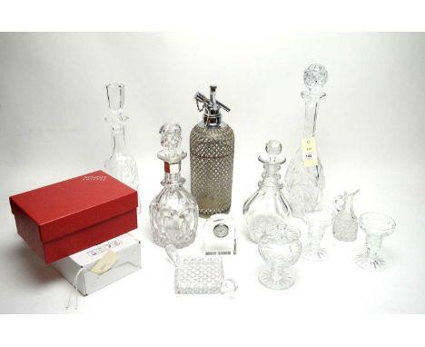A selection of crystal and cut glassware, including: set of two Tony Laithwaite Signature Series Dartington Crystal champagne