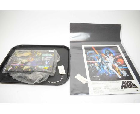 Star Wars collectibles, including: two Star Wars Annuals; Pepsi Star Wars wrist watch; three Star Wars figures; and a Star Wa