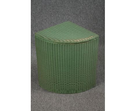 Lloyd Loom basket in light green with label. 