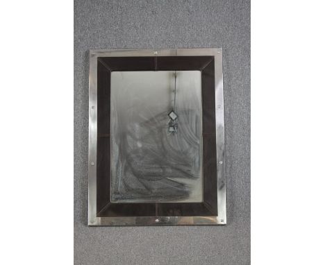 Wall mirror, contemporary metal framed. H.118 W.90cm. 