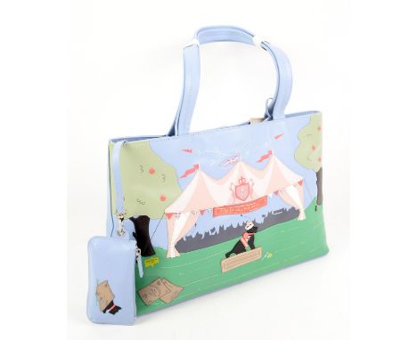 Radley Signature picture bag Great British Summer 2012 depicting Radley at the Village Fete in pale blue. Together with match