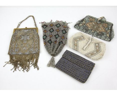 Collection of Art Deco, Victorian, Edwardian and later beaded evening  bags 