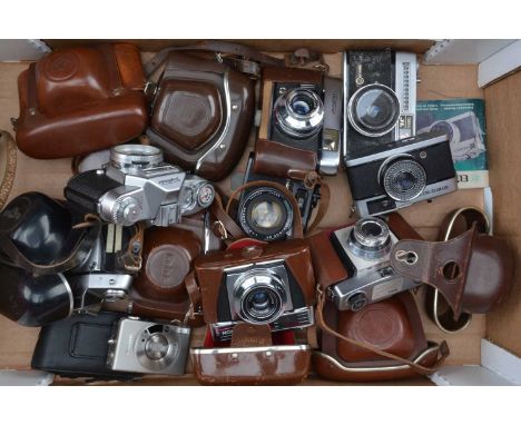 A Tray of Various 35mm Cameras, including a Kodak Retinette, Zeiss Ikon Contina LK, Contessamat SE, Olympus Trip 35, Yashica 