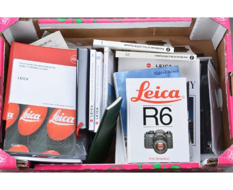 Leica Books and Publications, including Leica M Photography by Brian Bower, My Life with the Leica by Walther Benser, Leica S