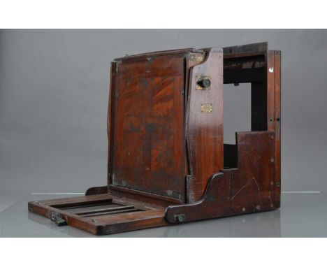 A Meacher 14¼ x 15'' Mahogany & Brass Studio Camera, body only, with dark slide,  no bellows, lens board, focus screen, F-G