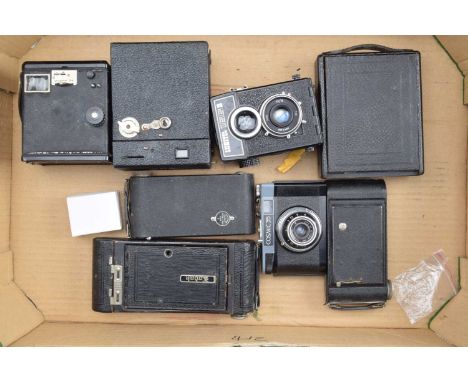 Box and Folding Cameras, including a Perskop folding plate camera, Kodak Six-20 Junior (2), No IA Pocket, Lubitel 166B, Kodak