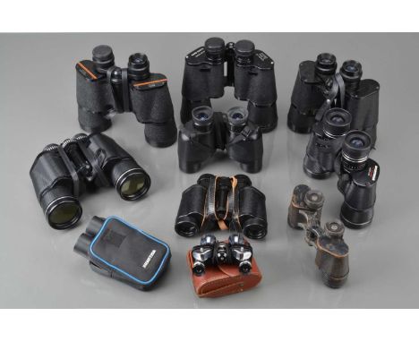 A Group of Binoculars, a pair of Miranda Sportsman 7-21x42, Helios 8x30, Super Zenith 20x50, Regent 7x20 compact prism binocu