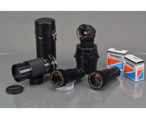 A Group of Various Lenses, a Tamron 80-210mm f/3.8-4 & 28mm f/2.8 lens, with Nikon Ai adaptal 2, G-VG, two boxed adaptal 2 fo