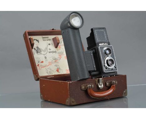 A Semflex Semflash TLR Camera, serial no 380149, shutter working, flash untested, body G, with Som Berthiot 75mm f/4.5 lens, 