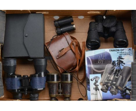 A Group of Binoculars, A Pair of Mark Scheffel 20x50, DRW 10X50, Hanimex 8x40, Trikon Optical 20x50, Praktica compact binocul