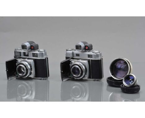 Two Kodak Retina IIIc Cameras, a type 021 1, shutter working, light cell responsive, body G, with Schneider Kreuznack 50mm f/