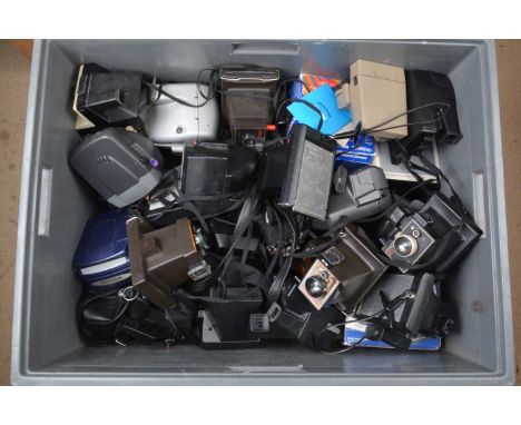 A Crate of Polaroid Cameras, models include Model 80, 420, 1000, 2000 Land Camera, Supercolor models, Square shooter models, 