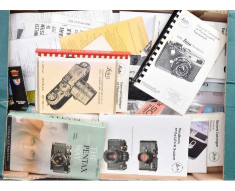 A Tray of Photographic Literature, including ten Leitz General Catalogues of Photographic Equipment, 10/84 Handbook of the Le