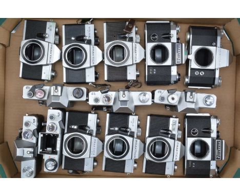 A Tray of Praktica SLR Camera Bodies, a Praktica IV-F, Super TL (2), TL 3, MTL 3 (2), MTL 5, LTL, L2, all shutters fire, a Su
