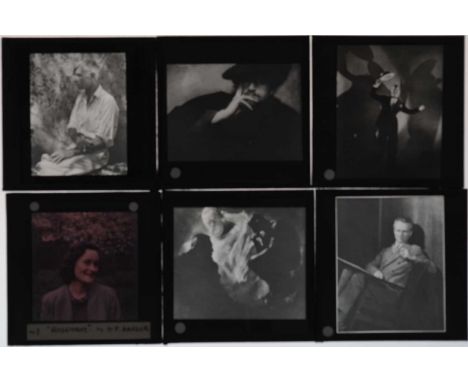 3¼in sq Magic Lantern Slides,  photographic slides, probably from 1950s lecture series - including copies of Edward Steichen 