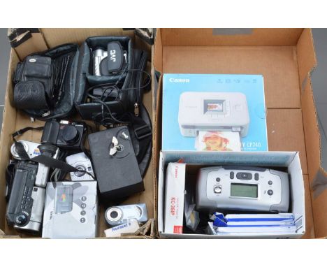 Camcorders and Digital Compacts,  including a Canon UC-X40, JVC GR-DX25E camcorder, Sony Smart Zoom DSC-P8, DSC-P71, Goodmans