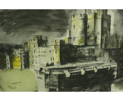 John Piper lithograph. 'Windsor Castle'. Signed in the plate. Published by Penguin Prints circa 1948. Framed and glazed. H.38