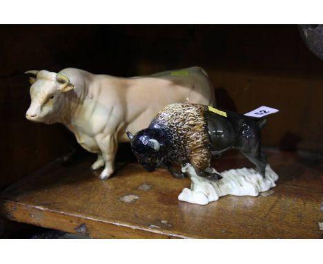 Beswick bull and a Hummel bison