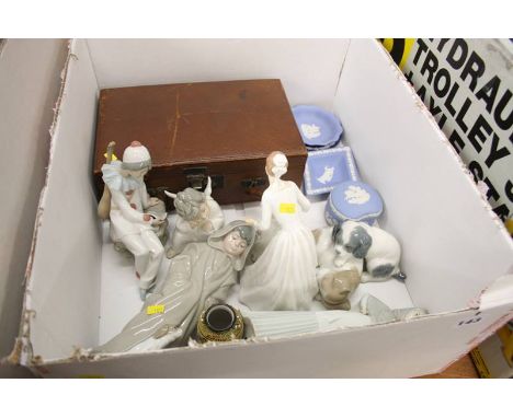 Box of assorted including NAO figurines, Royal Doulton etc.
