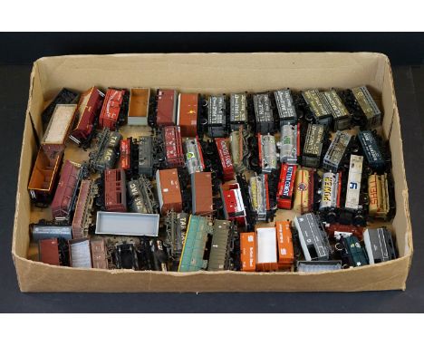 58 OO gauge items of rolling stock, all wagons, tankers and vans to include Hornby, Bachmann, Dapol etc 