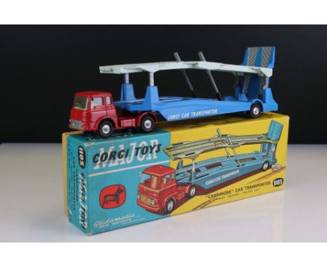 Boxed Corgi Major 1105 Carrrimore Car Transporter with Bedford Tractor Unit diecast model, diecast vg with a couple of paint 