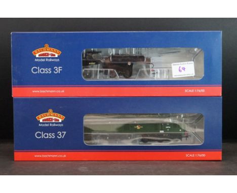 Two boxed Bachmann OO gauge locomotives to include 31626A Class 3F 43257 BR Black Early Emblem 21 DCC &amp; 32787 Class 37/0 