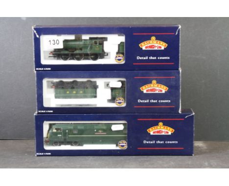 Three boxed Bachmann OO gauge Blue Riband locomotives to include 32300 2251 Collett Goods 3202 GWR green, 32300 2251 Collett 