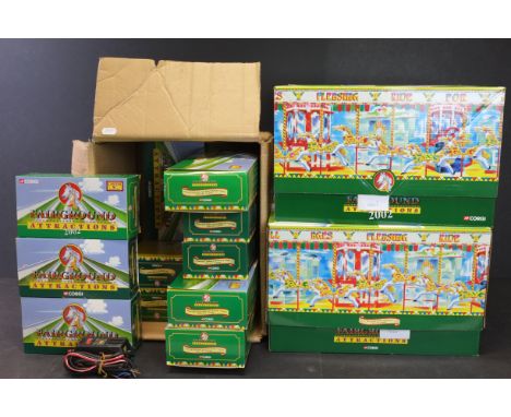 12 Boxed Corgi Fairground Attractions diecast models to include CC20402 Carters SteamGallopers, CC20401 The South Down Gallop