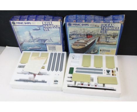 Two boxed Minic Ships sets to include M906 Naval Harbour Set (missing one item) &amp; M902 Ocean Terminal Set (complete) in t
