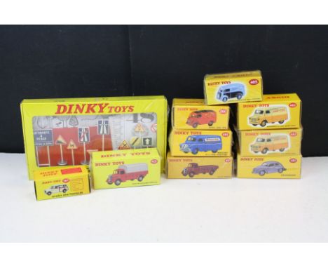 Nine boxed Dinky Atlas Editions diecast models, some sealed, to include 181 Volkswagen, 197 Morris Mini-Traveller, 260 Royal 