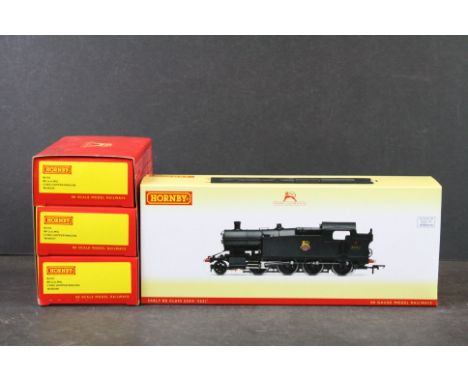 Boxed Hornby OO gauge DCC Ready R3463 BR Class 5231 locomotive and boxed Hornby OO gauge R6783 Coke Hopper Wagon three pack s