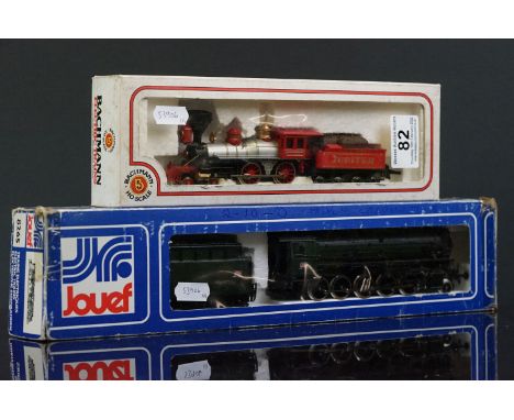 Two boxed HO gauge loco,motives to include Jouef 8265 SNCE 2-10-0 with tender in green and Bachmann 51024 American 4-4-0 Loco