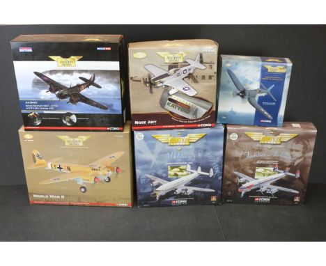 Six boxed diecast Corgi Aviation Archive models, to include 1:72 scale World War II AA36701 Junkers Ju88A-10 - (L1+EN), Limit