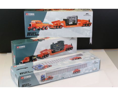Three boxed Corgi Heavy Haulage diecast models to include 17603 Siddle Cook Scammell Constructor and 24 Wheel Girder Trailer 