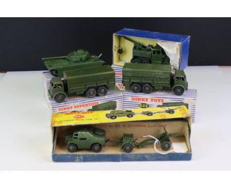 Four boxed Dinky Supertoys military diecast models to include 2 x 622 10 Ton Army Truck, 661 Recovery Truck &amp; 651 Centuri