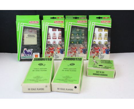 Subbuteo - Five boxed teams to include 3 x LW Arsenal inc 743 2nd kit (missing one outfit player &amp; keeper), LW Brazil and