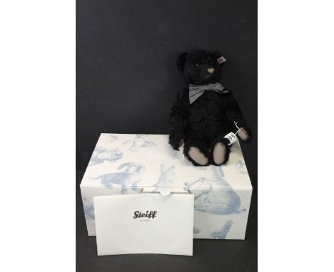 Boxed Steiff Black Petsy Teddy Bear, 32cm, mohair black, ltd edn, 2008, with paperwork &amp; certificate, ex 