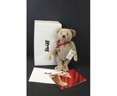 Boxed Steiff Bear of the Year 2013 exclusive to Danbury Mint, grey/brown mohair, 35cm, with paperwork &amp; certificate 