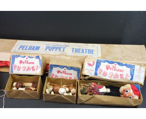 Three Pelham Puppets including Snuff, Tuff and MacBoozle, all contained in their original brown cardboard boxes together a Bo