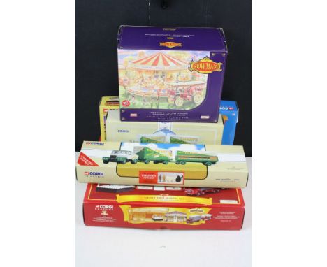 Four boxed Corgi Classics diecast models to include 31012 Mickey Kiely Boxing Set featuring Foden FG Pole Truck &amp; Caravan