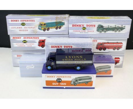 Ten boxed Dinky Atlas Editions diecast commercial vehicle models, some sealed, to include 512 Guy Flat Truck, 514 Guy Van x 2