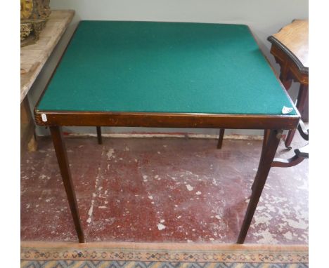 Green felt folding card table